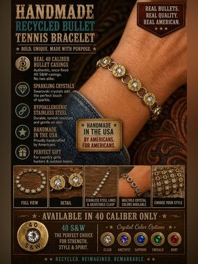 Handmade Recycled Bullet Tennis Bracelet
